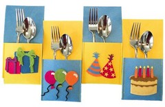 Birthday Table Decor Silverware Holders 8 Pack, Fun and Colorful Party Decora…
