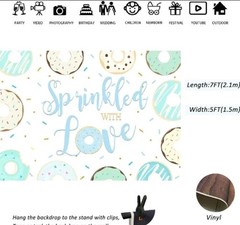 Sprinkled with Love Backdrop Baby Shower Donut Party Colorful Dots Confetti 5×7′