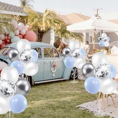 4Set Light Blue Silver Balloon Stand Table Centerpieces Party Decor