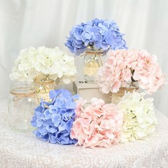 Mason Jar Table Centerpiece Set of 6 With White Hydrangea artificial Flowers …