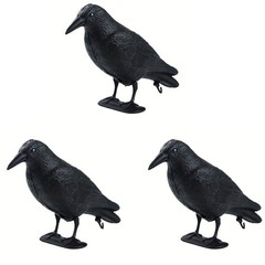Black Plastic Raven Scarer for Balcony Garden Roof Windowsill 32.5x22cm