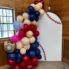 Red White Blue Balloons Arch Double Stuffed, Navy Blue Dark Ruby Red Balloons…