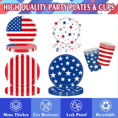 4Th of July Decorations Patriotic Decorations Party Supplies Set for 24 Guests,