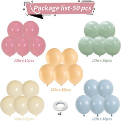 Pink Blue Green Balloons, Retro Blush Pink Sage Green Dusty Blue Ivory White Nud