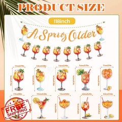 Aperol Spritz Party Decor Glitter Banner Swirls Cocktail