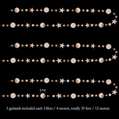 Twinkle Star Garlands Champagne Gold Party Decorations Stars Banner Ceiling Hang
