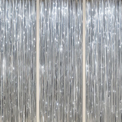 3 Pack Foil Fringe Backdrop – Silver Shiny Tinsel Curtains for Party Decoration/