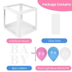 Baby Boxes with 4 Letters,40 Pink&Blue Balloon for Baby Shower Decorates,4 pc…