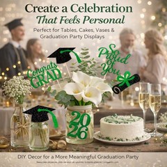 20-Pack Double Sided 2026 Graduation Party Centerpiece Sticks with 32.8ft Twi…
