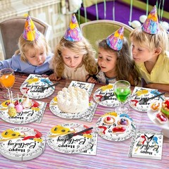 Guitar-Themed 96Pc Party Kit: Plates, Napkins & Forks for Musical Celebrations