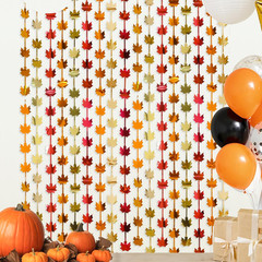 2pcs Fall Decor, Red Gold Orange Maple Leaves, Autumn Harvest Photo Booth Props