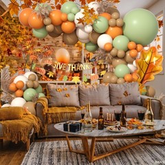 Fall Balloons Garland Arch Kit, Brown Orange Sage Green Fall Thanksgiving Bal…