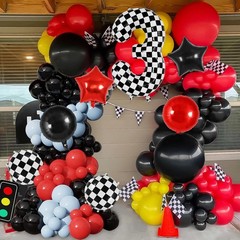 Checkered Number 3 Balloon, 40 Inch Large Foil Race Car Number Balloons, Big …