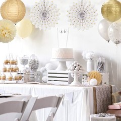 White Gold Party Decorations Streamers – 14pcs Christmas Wedding Engagement P…