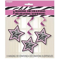 Zebra Passion Pink Hanging Swirl Decorations One Size, Multi Color
