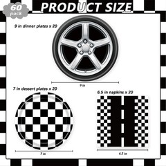 60 Pcs Racing Car Paper Plates and Napkins Race Car Birthday Party Plates Sup…