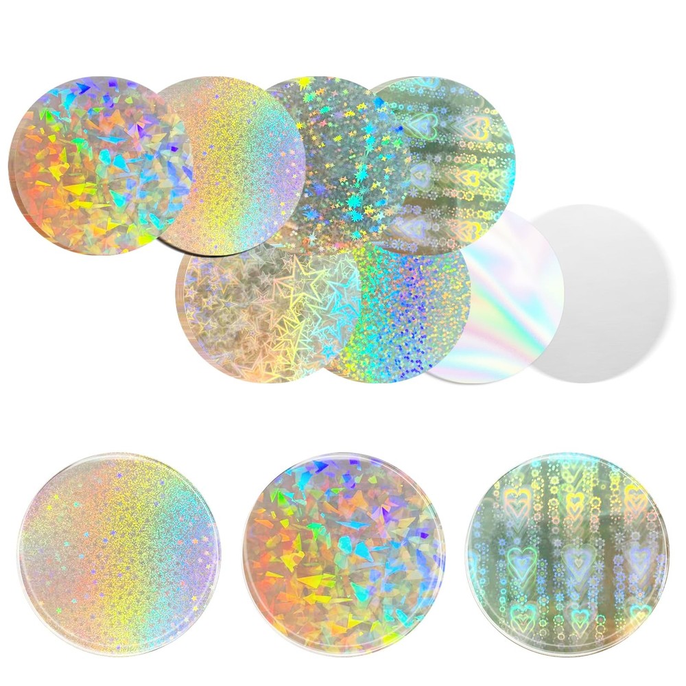 200Pcs 2.76″Maker Supplies Sparkling Film Badge Protective Films 8 Styles Cle…