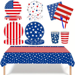 4Th of July Decorations Patriotic Decorations Party Supplies Set for 24 Guests,