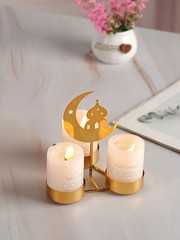 Eid Mubarak Candle Holder Metal Ramadan Home Decoration Table Ornament JQ