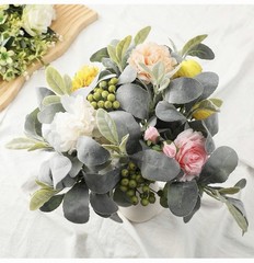 Jexine 15 Pcs Artificial Lambs Ear Greenery Stems Faux Branches for Green