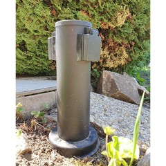 2 Way Stainless Steel Garden Socket Column For Outdoor Use Anthracite Round
