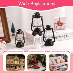 Dollhouse Micro Lantern, 2.76″ Height, Plastic Mini Kerosene Lamp Copper, 4pcs