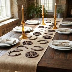 16Pcs Mini Horseshoes Wagon Wheel Decor, Lucky Western Theme Party Decorations w