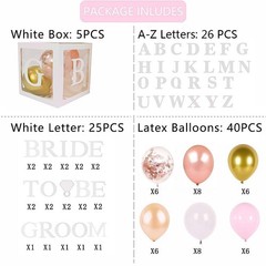 96 PC Bridal Shower Decorations Balloon Boxes White- Transparent Block with