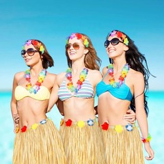Luau Party Decorations, Grass Table Skirt for Tropical 2PCS Straw Yellow