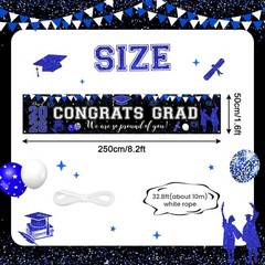 Graduation Decorations XtraLarge Blue Congrats Grad Banner Class of 2026 Yard…