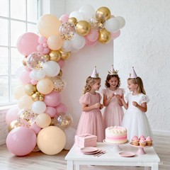 Balloon Arch Kit, 139 Pcs Pink, White, Gold Confetti for Birthday Party Decor