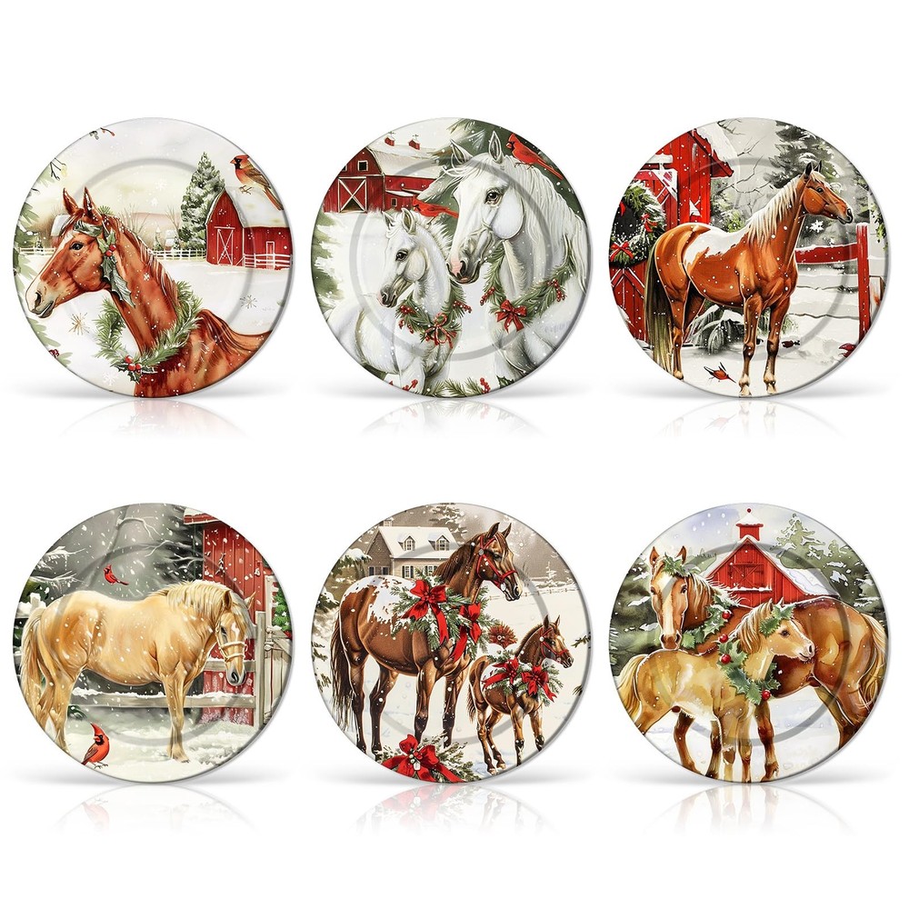 LOYIM 6 Pcs Christmas Reusable approx. 8 inches/ 20 cm in diameter, Horse