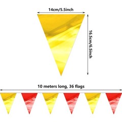 3P Red Gold Party Decorations – Metallic Fabric Triangle Pennant Banner Flags…