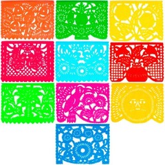 Large Plastic Papel Picado Banner – 15 Feet Long – Two Designs to Choose from