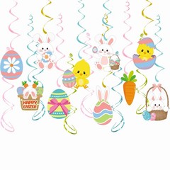 Easter Party Decorations EggBunny Swirl Banner 16pcs Easter Birthday Party F…