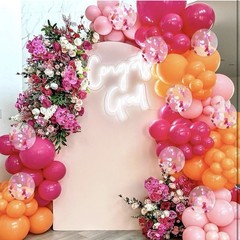 Hot Pink and Orange Balloons 60Pcs 12 Inch Party Balloons With Confetti