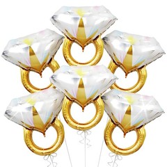 6 Pcs Diamond Ring Balloons Foil, Large Engagement Ring Balloon Marriage Wedd…