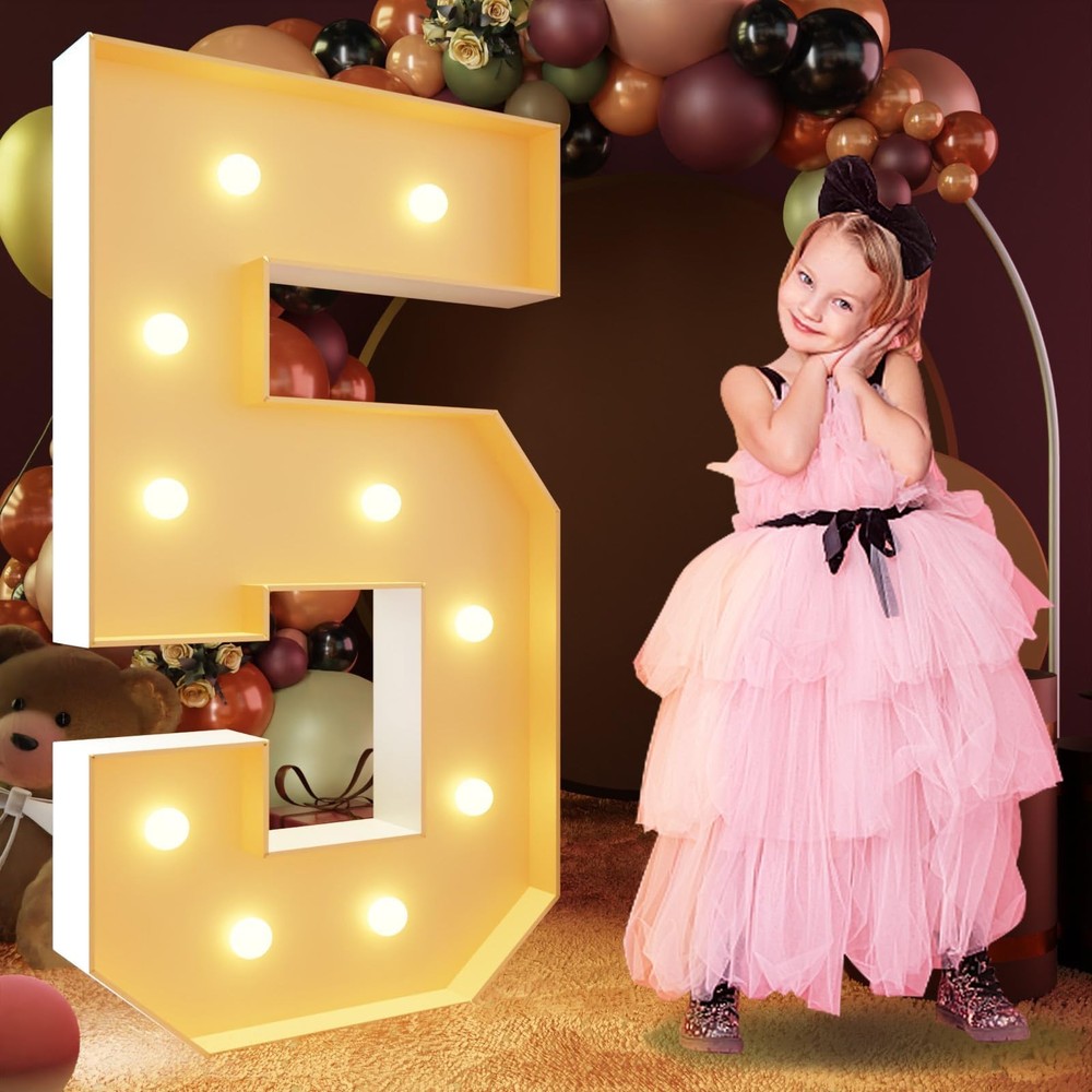 Marquee Numbers Light Up Number 5 Large 4FT Pre Cut Foam Board Kit Birthday