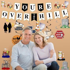 Over the Hill Birthday Decorations – 14 Pcs over the Hill Banner Honeycomb Cente