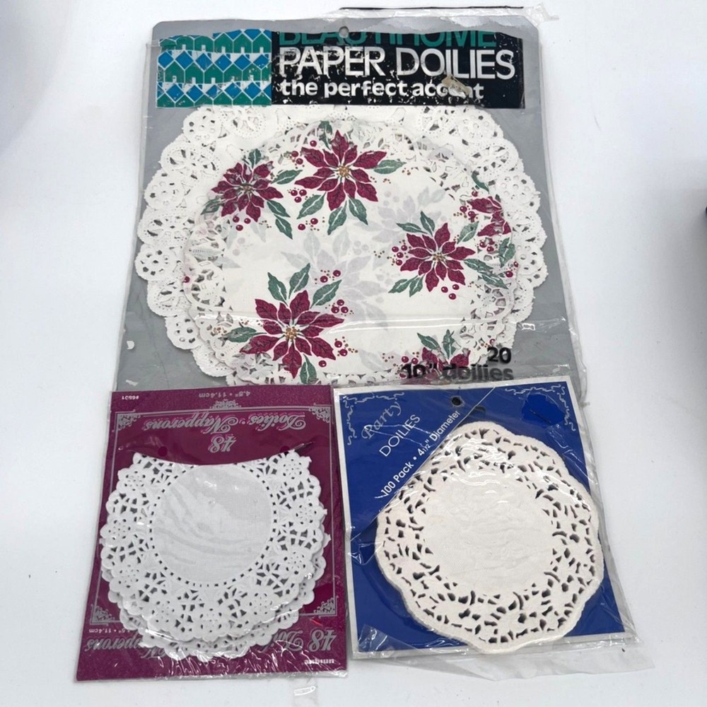 VTG Lace Medallion Paper Doilies 2 Pkgs NEW & 1 Assorted Open Pkg 150+