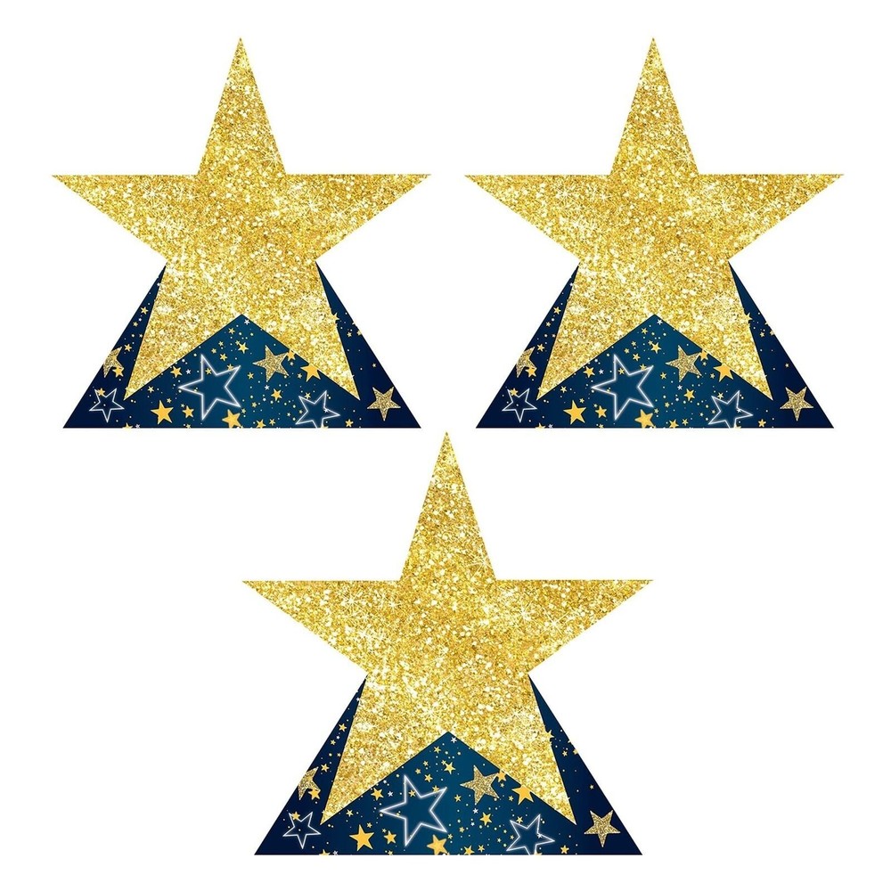 Beistle 3 Piece Assorted Sizes Cardboard Starry Night Star Stand-Ups, Prom…