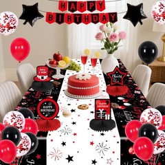 Black and Red Birthday Decorations for Men Women Boys Girls, Black and Red Pa…
