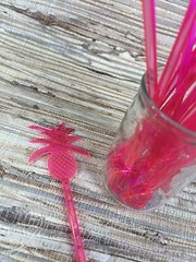 20 Pink Pineapple Swizzle Sticks 9.5″ tall Great 4 Adult Beverages Cocktail Tiki