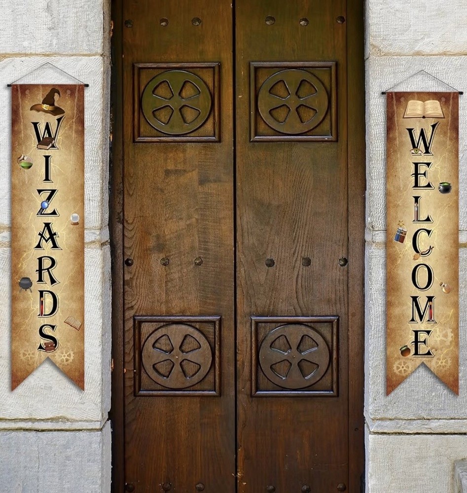 Wizard Banner Door Sign 2 Sets 47.2 x 11.8 Inch Decorations Harry Potter