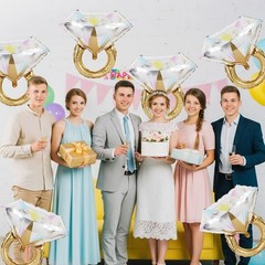 6 Pcs Diamond Ring Balloons Foil, Large Engagement Ring Balloon Marriage Wedd…