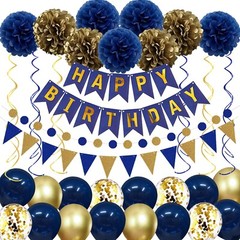 Navy Blue & Gold Happy Birthday Party Balloon kit for men, women, boys & girls