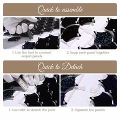 12 Pcs Mermaid Shimmer Wall Backdrop Panel Iridescent Black Sequin Party 3×4 Ft