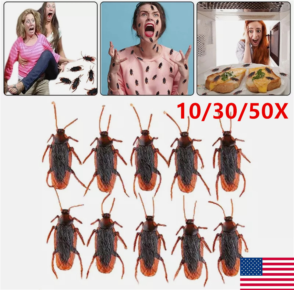 10/30/50X Halloween Fake Plastic Cockroaches Toy Joke Creepy Toy Decor Prop US