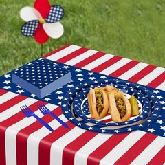 30 Sets 9″ & 7″ Plates, Napkins, Forks – July 4th Disposable