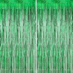 2 Pack Black Gold Orange Foil Fringe Backdrop Curtains Tinsel Streamers Party